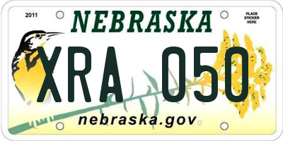 NE license plate XRA050