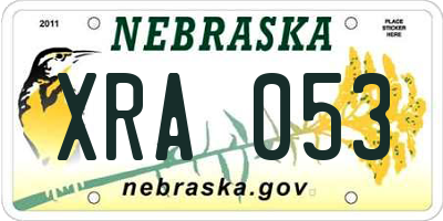 NE license plate XRA053