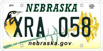 NE license plate XRA058