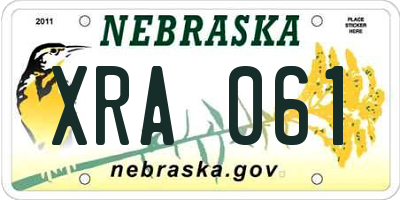 NE license plate XRA061