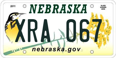 NE license plate XRA067