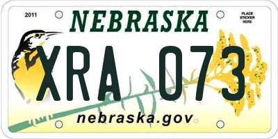 NE license plate XRA073