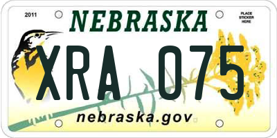NE license plate XRA075