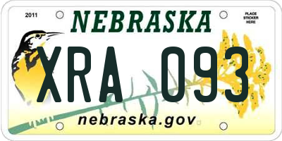 NE license plate XRA093