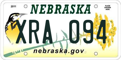 NE license plate XRA094