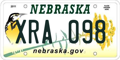 NE license plate XRA098