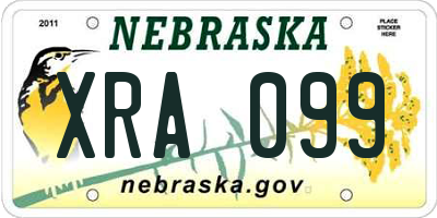 NE license plate XRA099