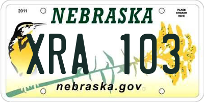 NE license plate XRA103