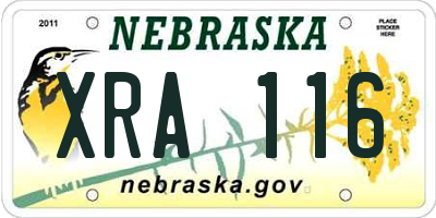 NE license plate XRA116