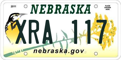 NE license plate XRA117