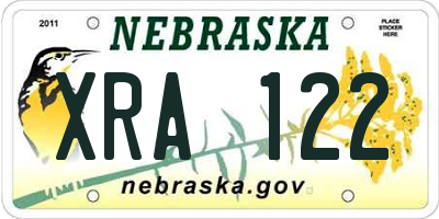 NE license plate XRA122