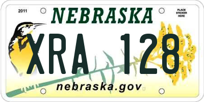 NE license plate XRA128