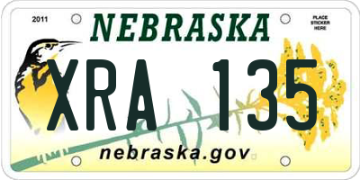 NE license plate XRA135
