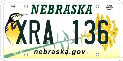 NE license plate XRA136