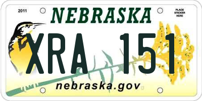 NE license plate XRA151