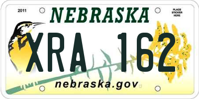NE license plate XRA162