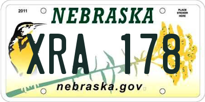 NE license plate XRA178