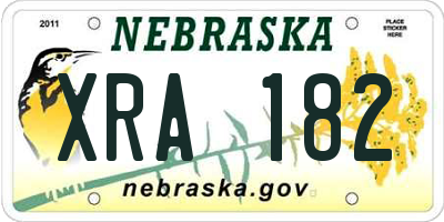 NE license plate XRA182