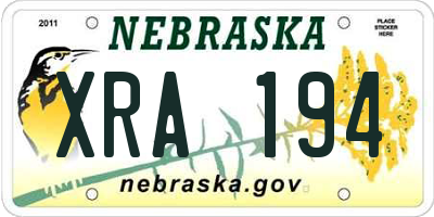 NE license plate XRA194