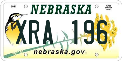 NE license plate XRA196
