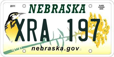NE license plate XRA197
