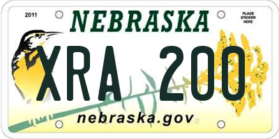 NE license plate XRA200