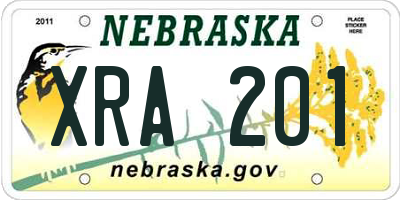 NE license plate XRA201