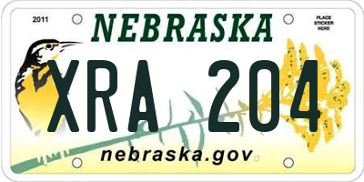 NE license plate XRA204