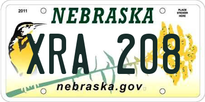 NE license plate XRA208