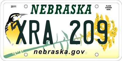 NE license plate XRA209