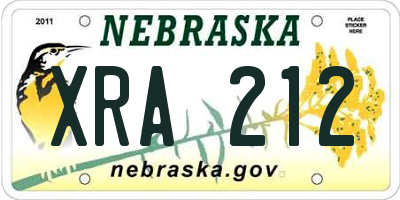 NE license plate XRA212