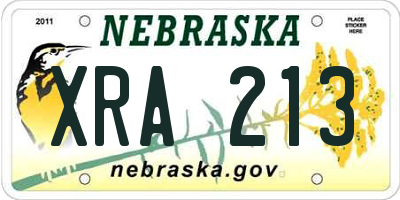 NE license plate XRA213