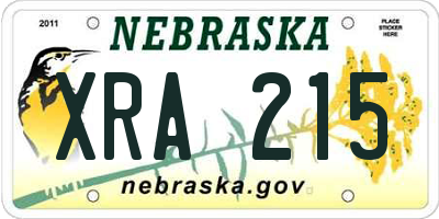 NE license plate XRA215