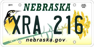 NE license plate XRA216