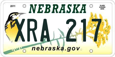 NE license plate XRA217