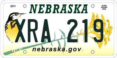 NE license plate XRA219