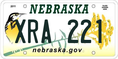 NE license plate XRA221