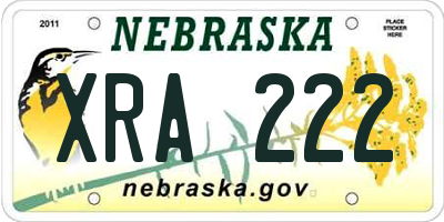 NE license plate XRA222