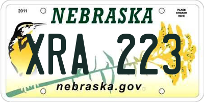 NE license plate XRA223