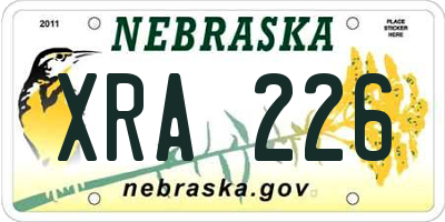 NE license plate XRA226
