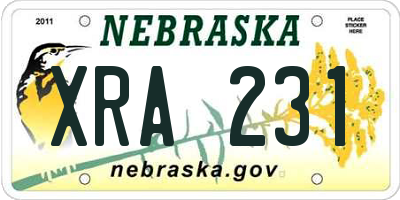 NE license plate XRA231