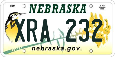 NE license plate XRA232