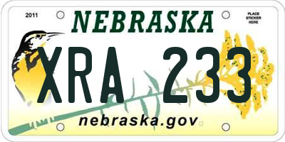 NE license plate XRA233