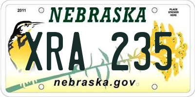 NE license plate XRA235