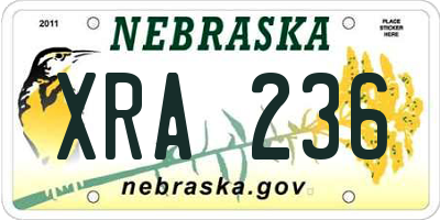 NE license plate XRA236