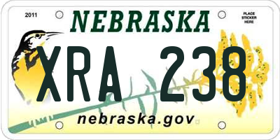 NE license plate XRA238