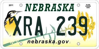 NE license plate XRA239