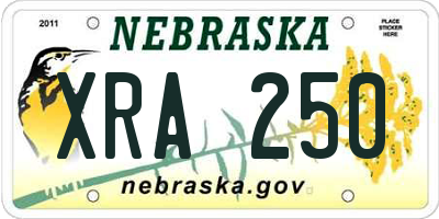 NE license plate XRA250