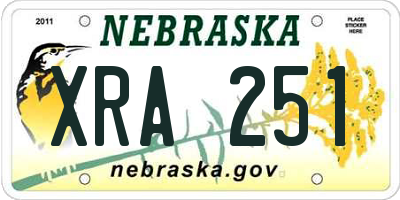 NE license plate XRA251
