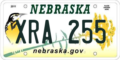 NE license plate XRA255